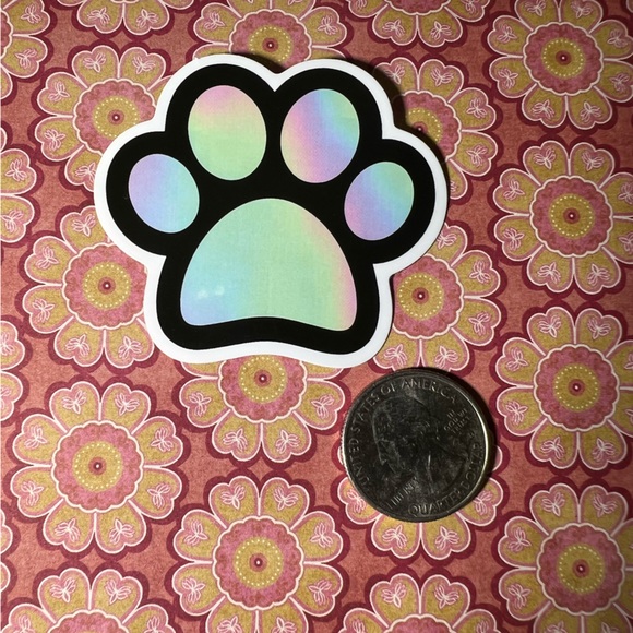 PAWS Retro Vintage Groovy Metallic Holographic AESTHETIC Single Sticker - Picture 3 of 3